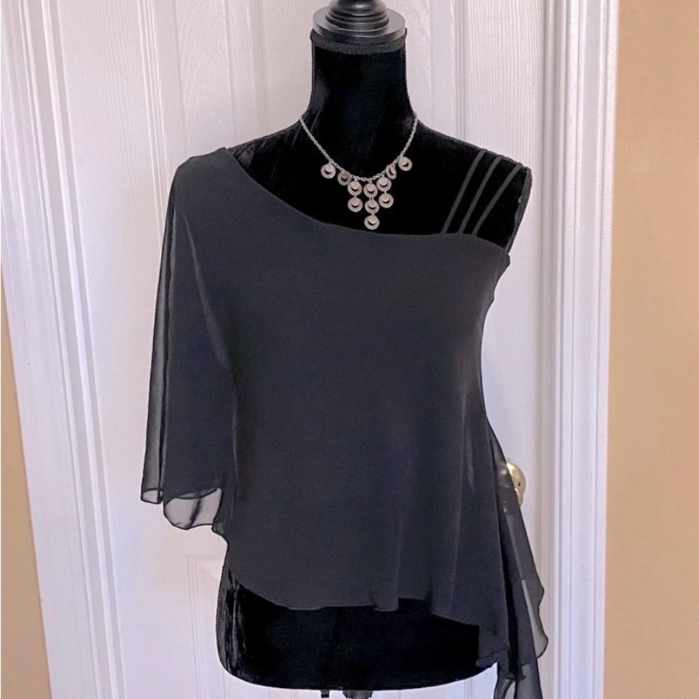 Elegant Black One-Shoulder Triple strap Women's Top